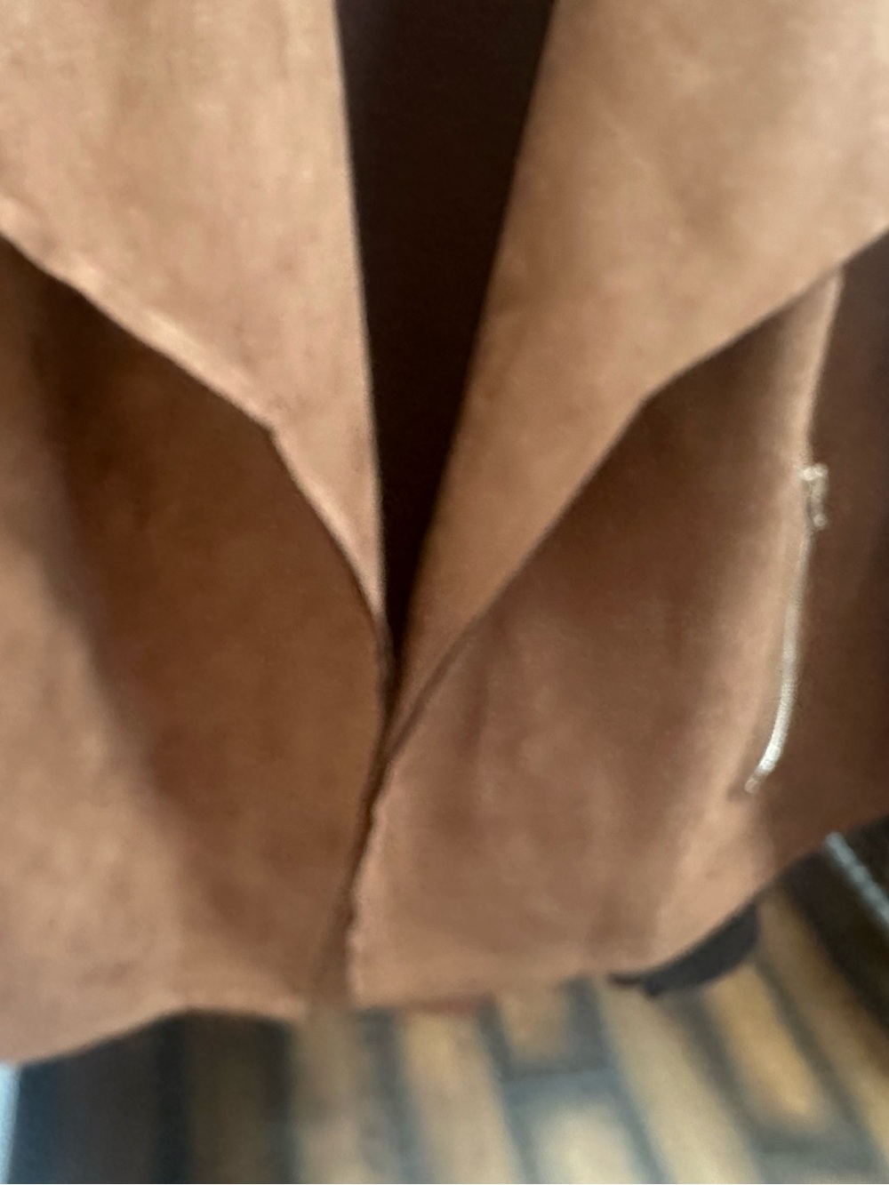 Women's Brown Suede Trench Coat - Lightweight Open Front
